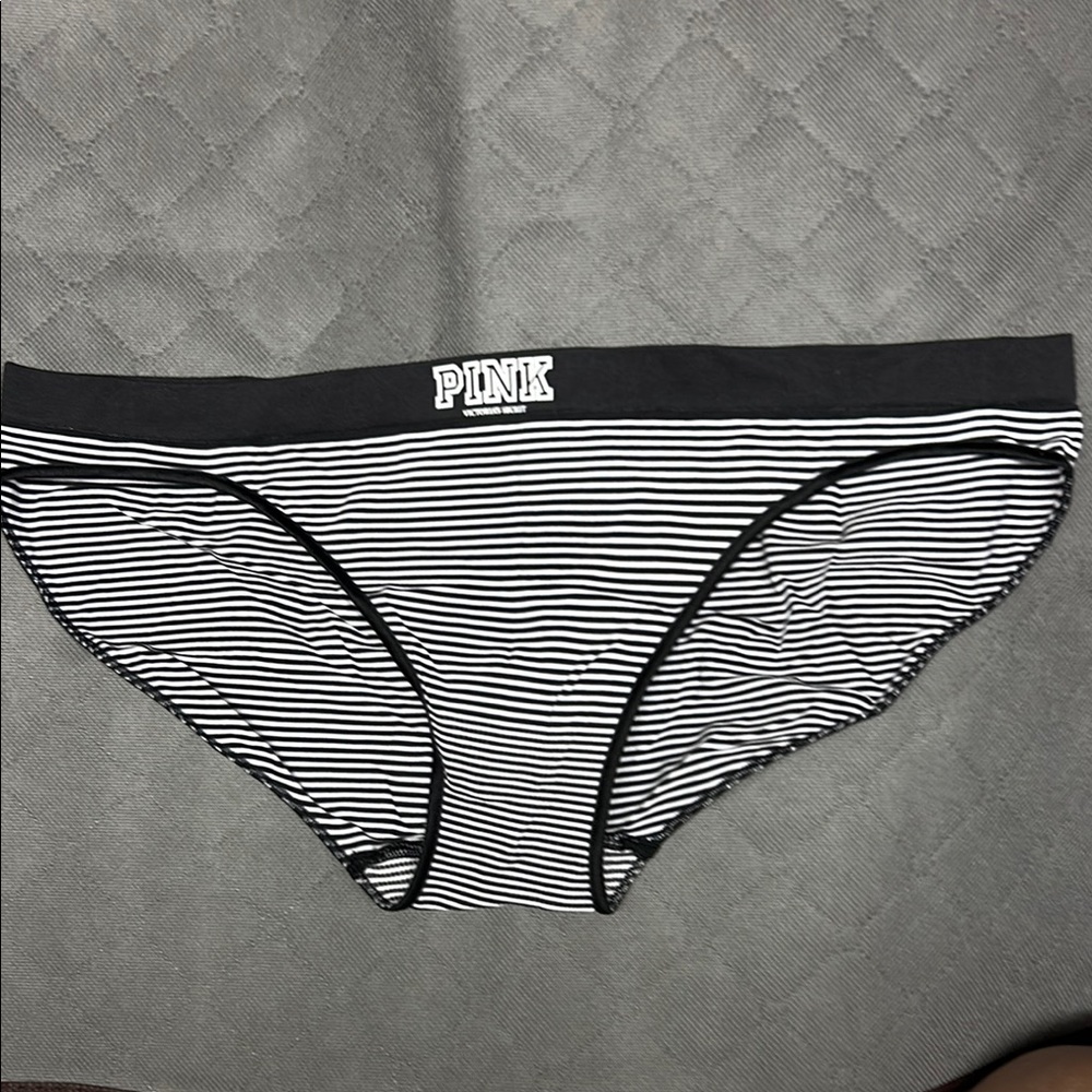 PINK Victoria's Secret Black and White Striped Panties
